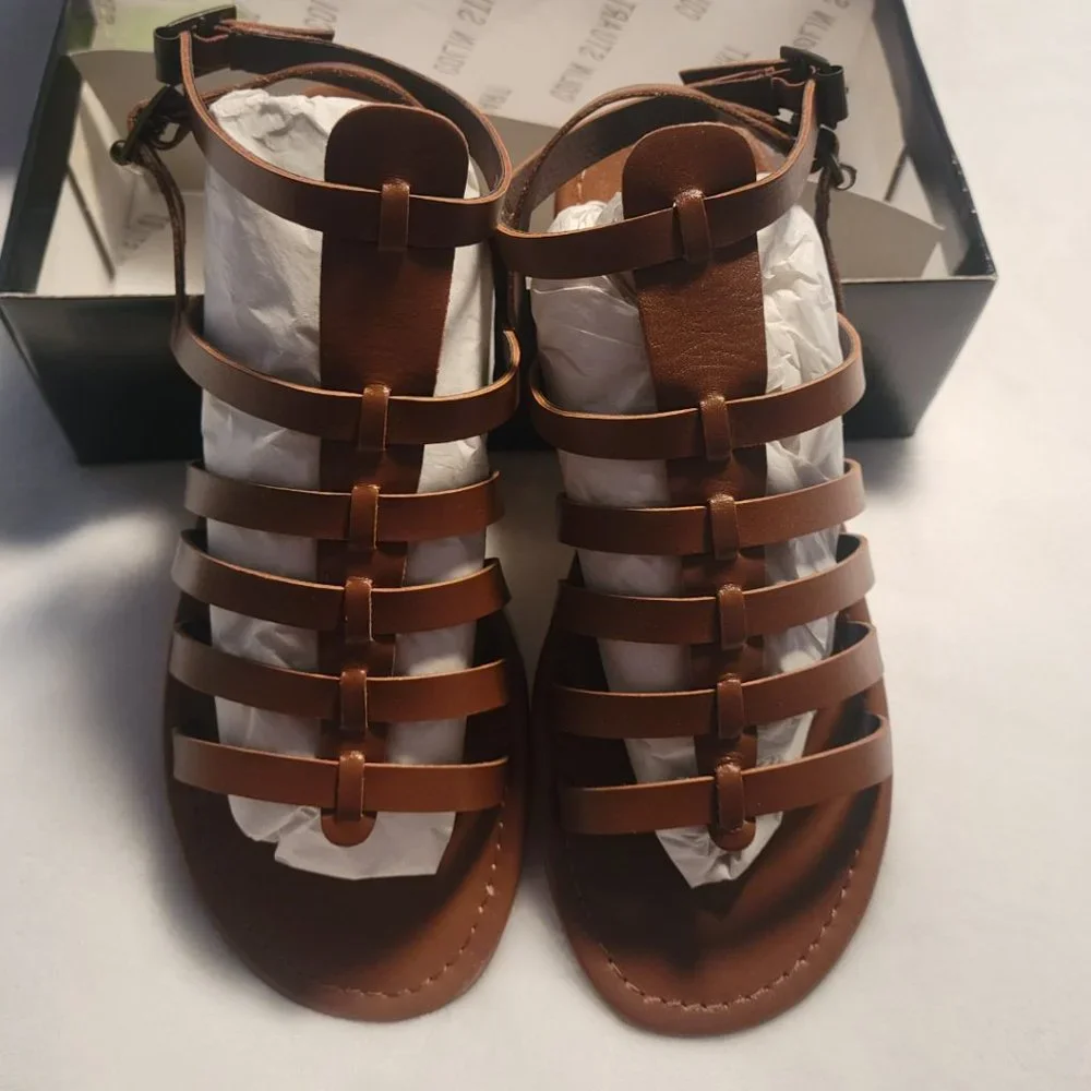 NWT Colin Stuart Genuine Leather Brown Gladiator Sandals - Size 7 - Picture 1 of 8